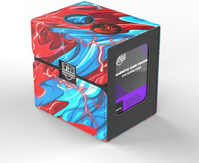 TCG/MTG Commander 100+ Card Art Deck Box with Storage (Blue/Red)