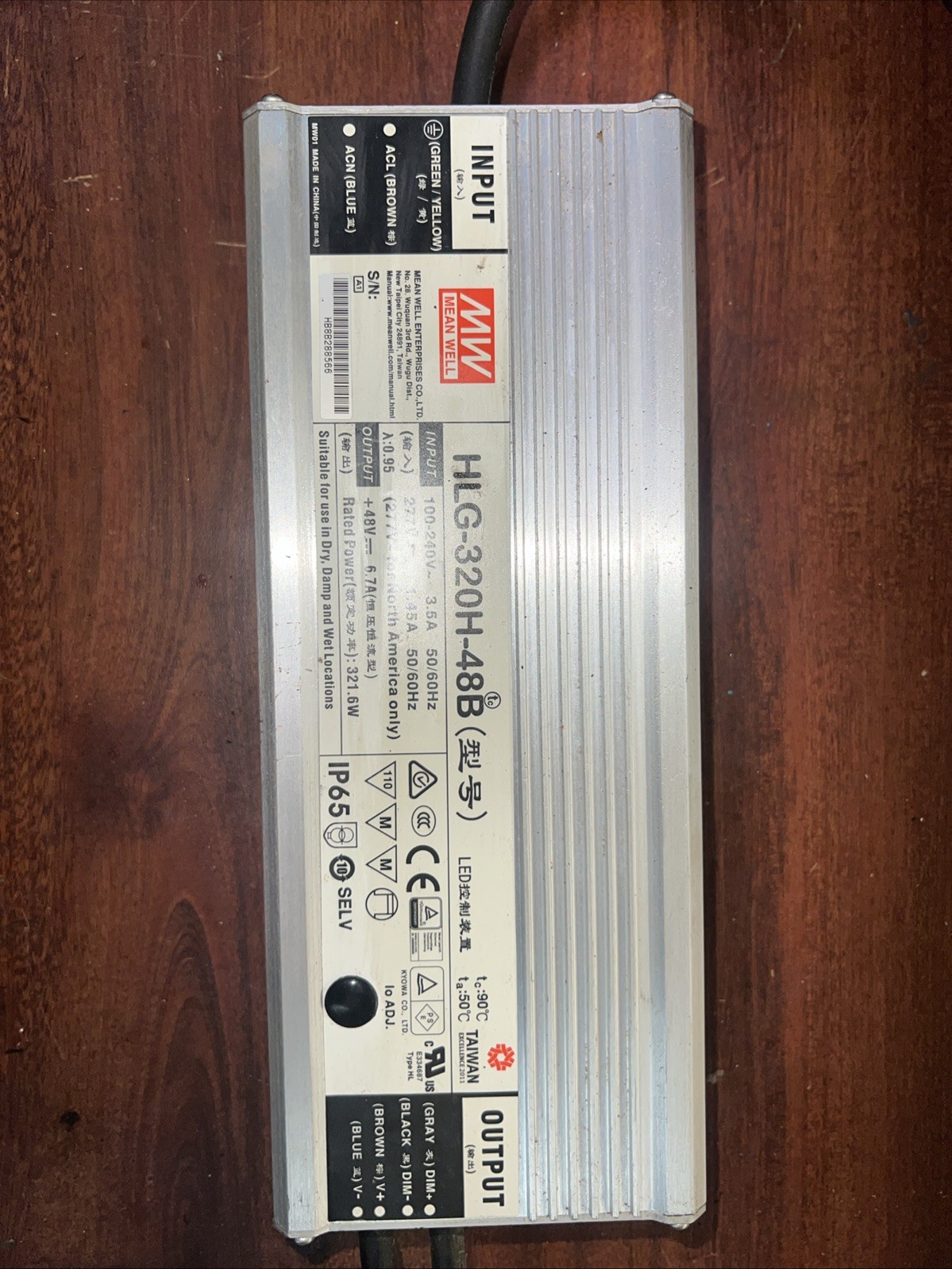 MEAN WELL HLG-320H-48 320W 48V 6.7A CC / CV LED Driver Power