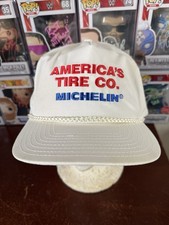 Vintage Michelin America’s Tire Co Snapback Roped Hat / Cap - White