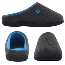 RockDove Women's Two Tone Slippers Dark Gray/ Blue US 5-6 Flat Rubber Sole