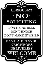No Soliciting Sign for House Front Door, Do Not Knock or Ring Doorbell