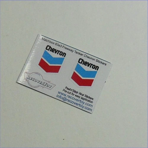 Matchbox Lesney 63e3 Freeway Gas Tanker Chevron Petrol Sticker Set