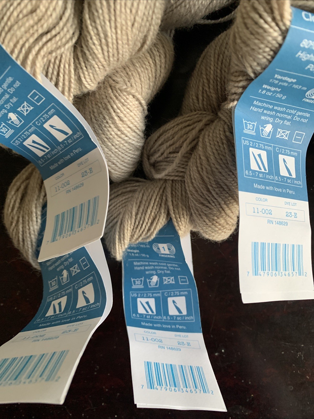 Cloudborn Fibers Highland Superwash Sock Twist 4 Skeins 50 gr ea Taupe Heather