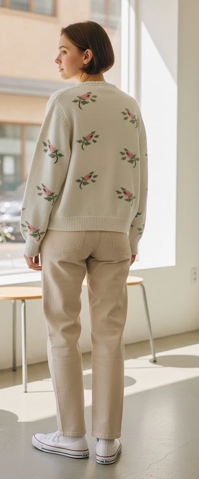 Suéter Components Susan Bristol bordado a mano pasteles 1988 talla M abuela Foto 4 de 4