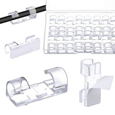 40 Pcs Clear Cable Clips, Adhesive Cable Clips Wire Holders Under Desk Electr...