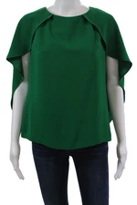 Trina Turk Womens Draped Round Neck Sleeveless Pullover Blouse Top Green Size S