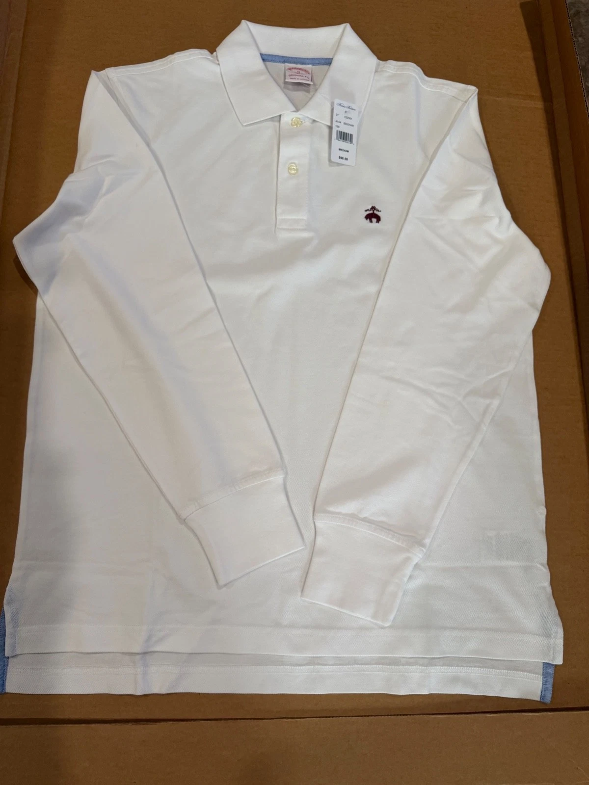 NWT Brooks Brothers Men (Sizes) Original Fit Polo LONG SLEEVES Off-White