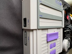 Hyperkin Retron 2 NES SNES Console Gray Purple with Wired Controllers