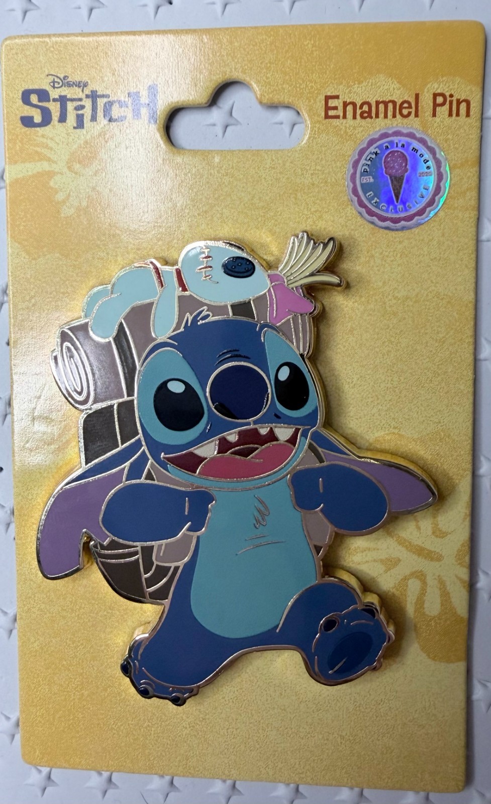 Jumbo Lilo & STITCH and Scrump Hiking Camping Pink a la Mode (PALM) Disney Pin