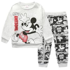 Disney Mickey Mouse Boys Sweatshirt and Pants Set for Toddler and Little Kids