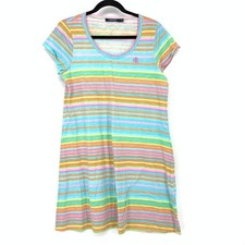 Lauren Ralph Lauren Scoop Neck Short Sleeve T-Shirt Dress Sz L Multicolor Stripe