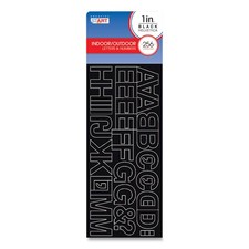 Letters, Numbers and Symbols, Adhesive, Black with White Outline, 1h ,256 Charac