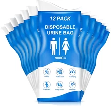 Urine Bag, 12PCS 900ML Disposable Urine Bags for Urinals for Men & Women, Portab