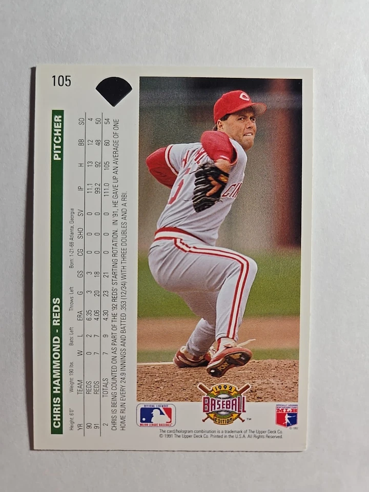 1992 Upper Deck 105 Chris Hammond - Image 2 of 2