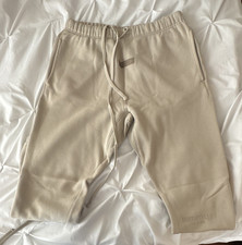 Essentials Fear of God Unisex Beige Logo Sweatpants Drawstring Pockets Size S