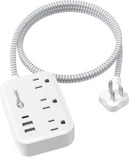 Flat Plug Power Strip With USB Ports Flat Extension Cord 3FT With 3 AC Outlets