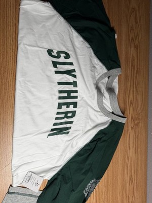 Harry Potter Slytherin Women's Large Long Sleeve Green White Grey Shirt 2 XL