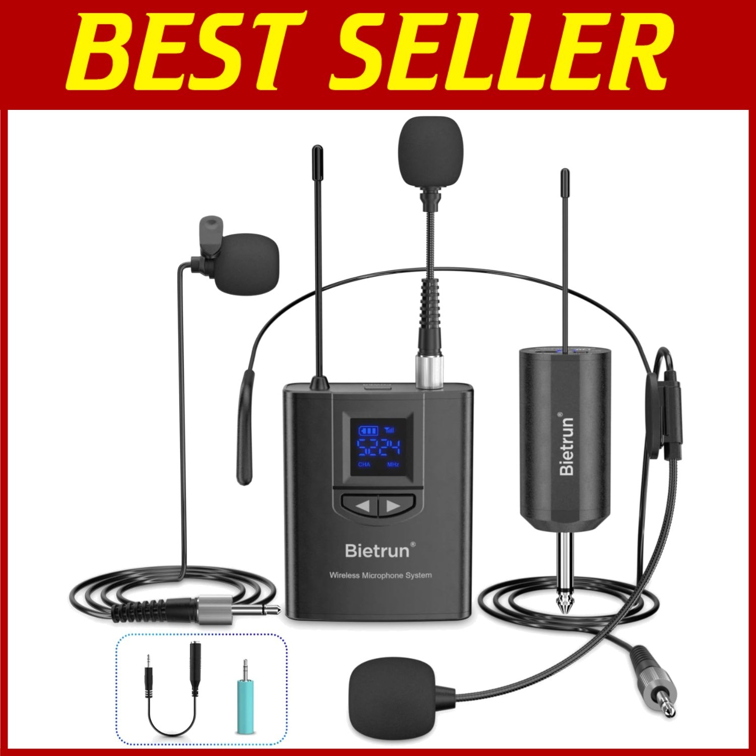 Crystal Clear UHF Wireless Lav Mic with Long Range & Multi-Device Compatibility