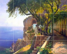 30 x 24 Art Amalfi Coast Aagaard Ceramic Mural Backsplash Bath Tile 104