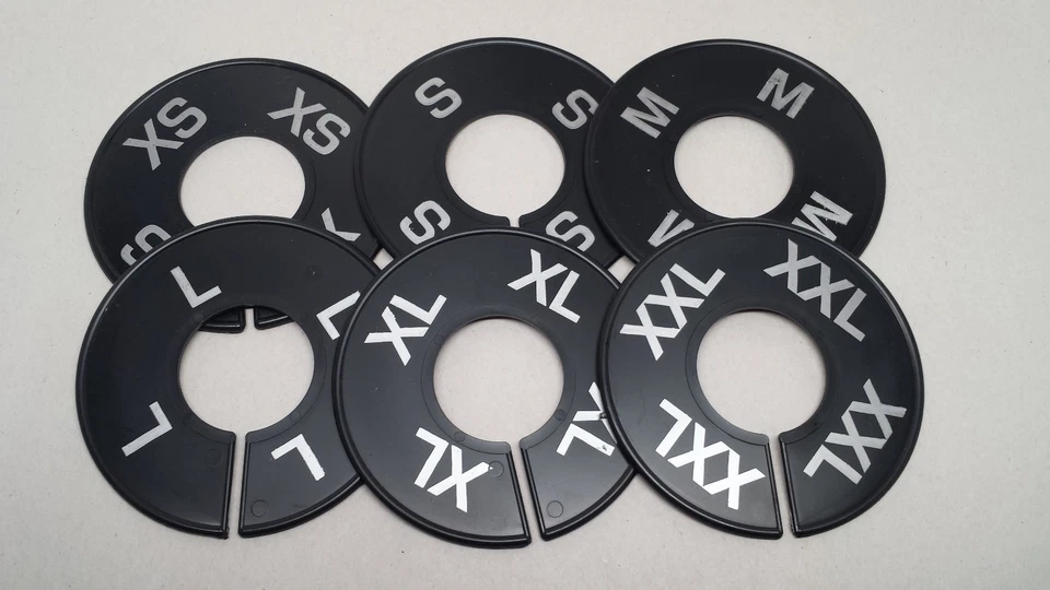 DISCOUNTSIZING ROUND BLACK SIZE RING DIVIDER SILVER PRINT XS-XXL (2 PCS PER SIZE) 12 PCS TOTAL