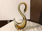 Vintage Large Heavy Murano Hand Blown Amber Glass Swan Figurine