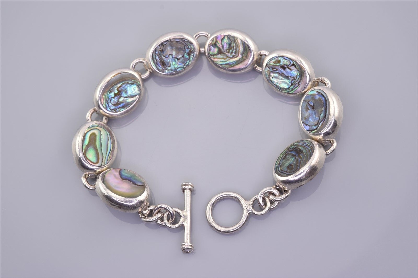 Sterling Silver Solid Oval Abalone Linked 925 Tog… - image 5
