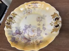 Lovely Hand Painted 10" Handled Plate Roses, Unmarked