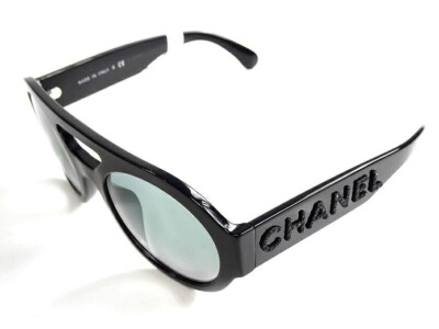 CHANEL Rhinestone Logo Coco Mark Mirror Lens Double Bridge Style
