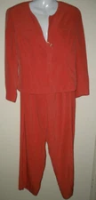 #294 VIA SETA Studio Pants Trouser 2 PC Suit Silk  8/38 Retro Glam Pink Coral