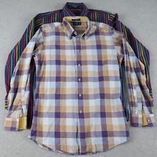 Paul Fredrick Shirt Mens Medium Casual Button Down Colorful Long Sleeve Lot of 2