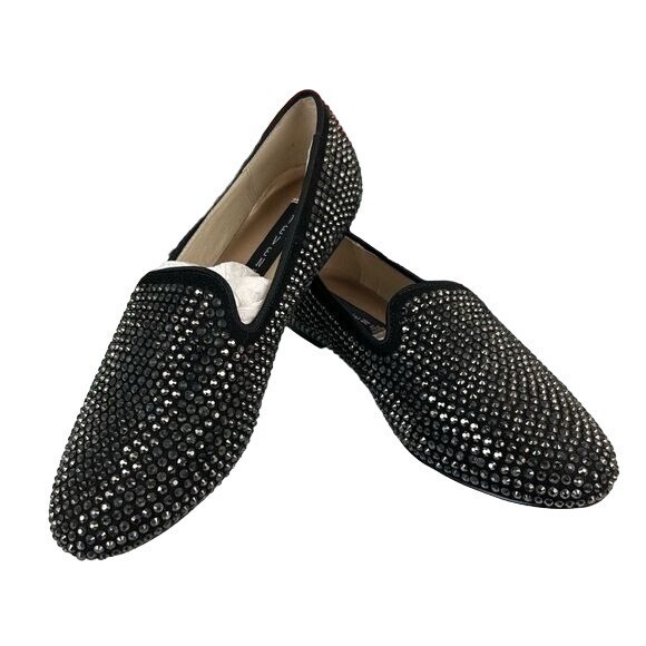 Steven by Steve Madden Black Rhinestone Loafers Sz 7.5 Party 