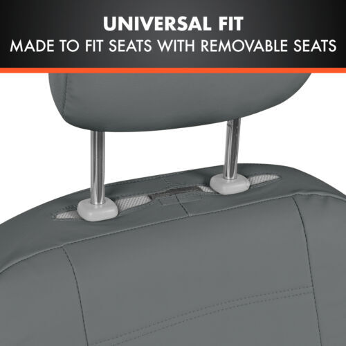 BDK 9-Piece Gray Leather Car Seat Cover Full Set
