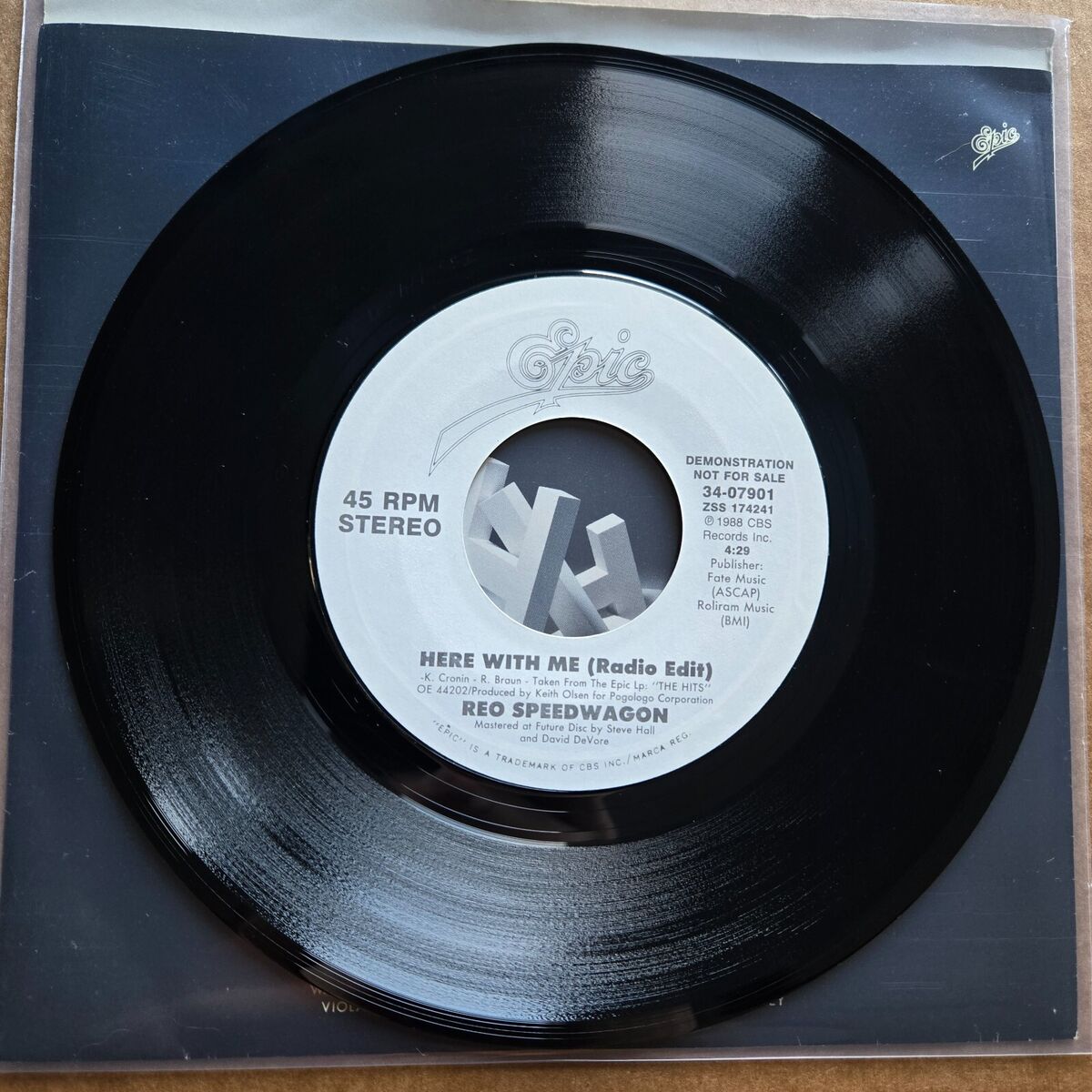 REO SPEEDWAGON Here With Me DJ PROMO ROCK 45 7 REO SPEEDWAGON Here With Me DJ PROMO ROCK 45 7