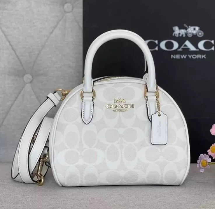 NWT Coach Sydney Satchel In Signature Canvas Chalk/Glacier White CA591 $350