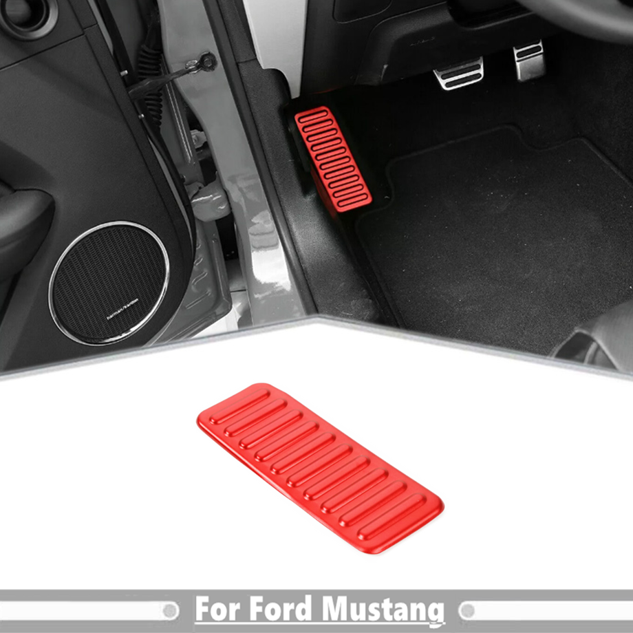 Car Left Foot Rest Pedal Panel Cover Trim For Ford Mustang 15-25 Accessories Red