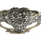 14k white gold 1.11ct heart diamond cluster engagement ring wedding band 6.3g 7 — photo 2
