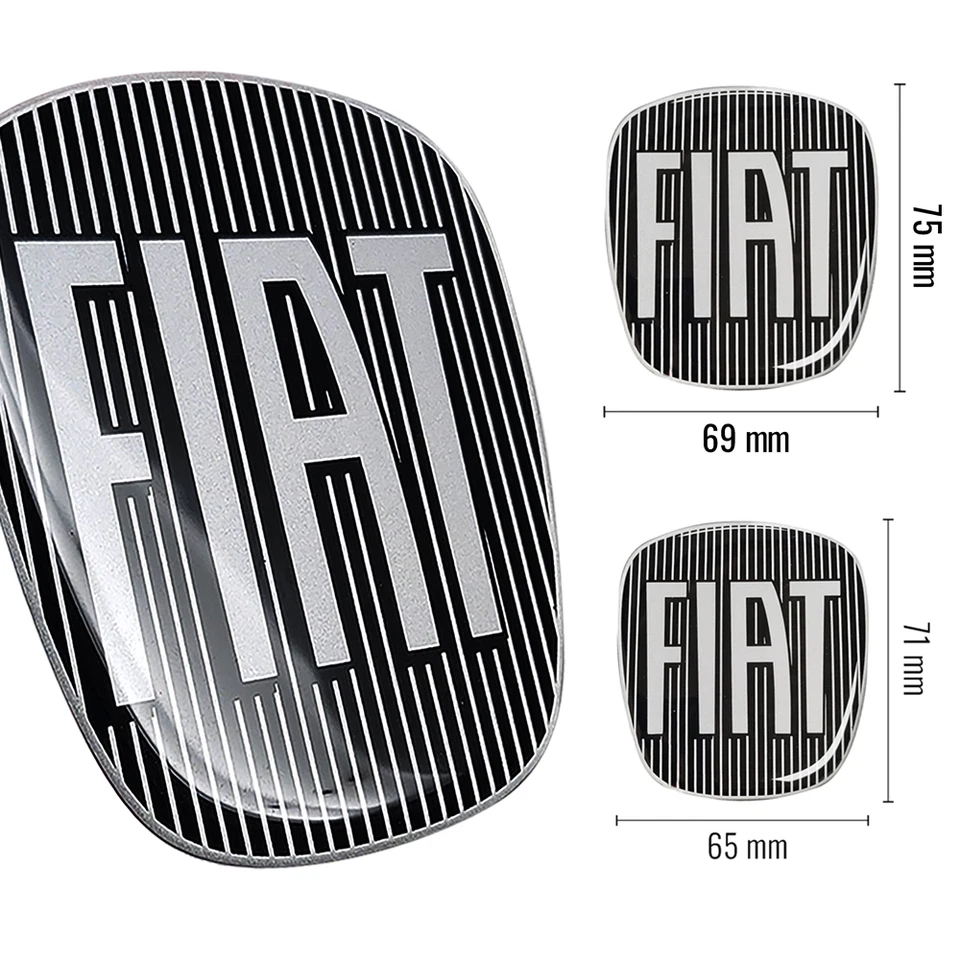 Adesivo Fiat 3D Ricambio Logo Nero per Bravo Anteriore + Posteriore - Immagine 2 di 3