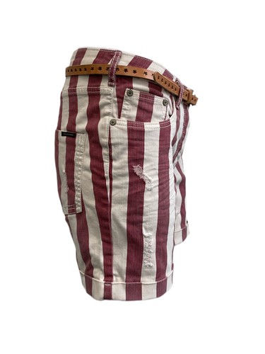 MAISON SCOTCH Women's Pink Les Bon Vivants Striped Shorts #889 28 NWT - Picture 2 of 4