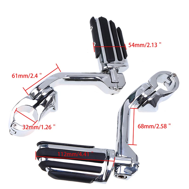 Barra de colisão 1-1/4" longa rodovia pés descanso para motocicleta Harley Touring EUA - Imagem 2 de 4