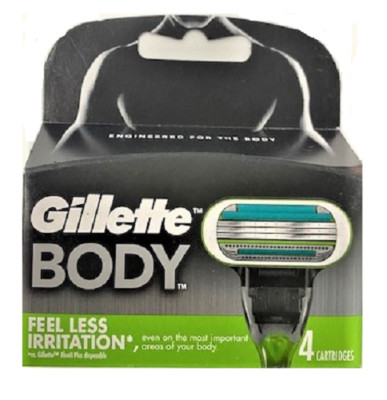 Gillette Body Razor Blade Refills, Shower Safe, 4 Cartridges
