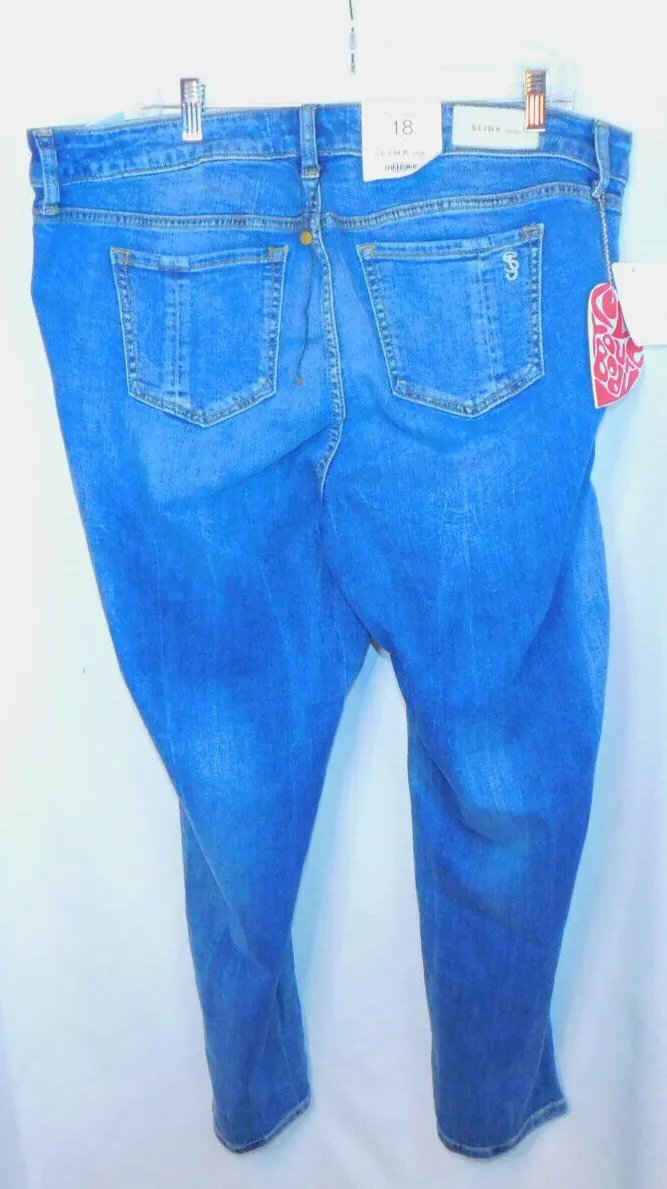 New Slink Jeans Women's Boyfriend Med Blue Curvy Jeans Size 18