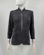 Alex Evenings Cardigan Jacket Charcoal Gray Glitter Formal 8 NEW NWOT N161