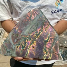 3.4lb Natural Flash Labradorite Quartz Crystal Freeform rough Mineral Healing