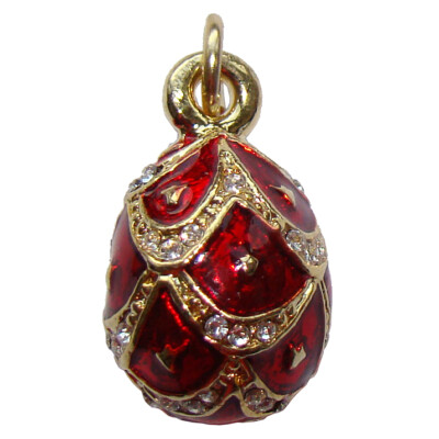 Pendentif Oeuf Fabergé Style - Rouge émaillé - Bijou Russe Femme