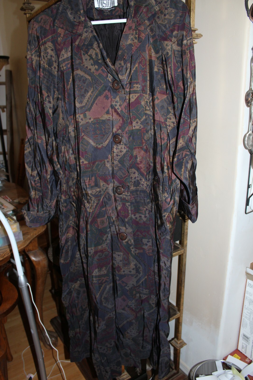 Women's VISION American Craftsmen Brown Print Lined Trench Coat Size 10 L378-image