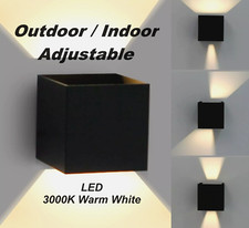 Image of Modern Outdoor LED Wall Light, Waterproof IP54, Black, 3000K Warm White, 6W Lamp