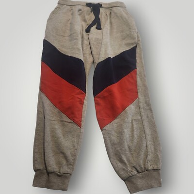 Men's M Gray Red Blue Colorblock Athletic Jogger Sweatpants Y2K Basic & Kraft