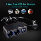 <!--F#f_0-->12V/24V 2 Way Plug Twin Dual USB Power Adapter LED Car Cigarette Lighter Socket<!--F/-->