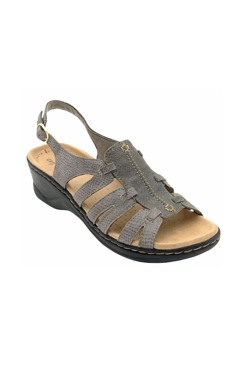 Clarks Collection Leather Sandals Lexi Marigold Gray Snake eBay