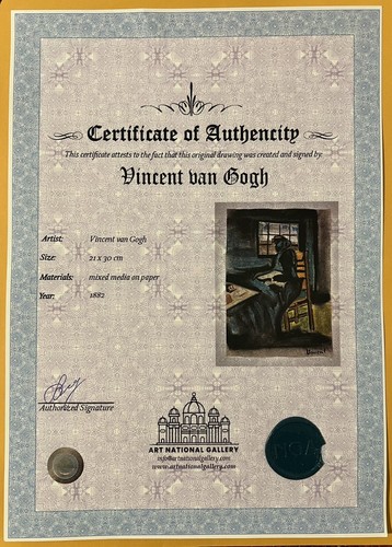 Vincent van Gogh Original Signed Painting with COA Authentic Art Drawing 1881 - Picture 3 of 3